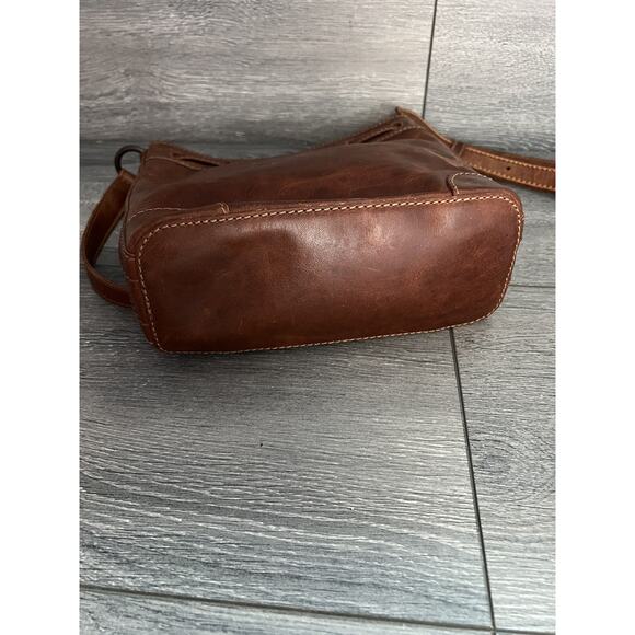 Frye Leather Melissa Drawstring Bucket Bag Cognac color B000498 - Picture 7 of 7